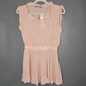 Vintage Havana Swiss Dot Ruffled Tiered Dress Girls XL (16) Pink Coral. Nwt